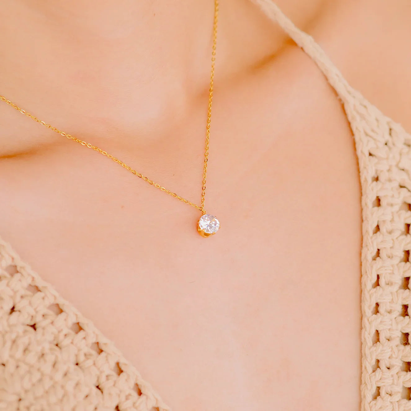 [Raffine]Kyla Solitaire Gold Necklace