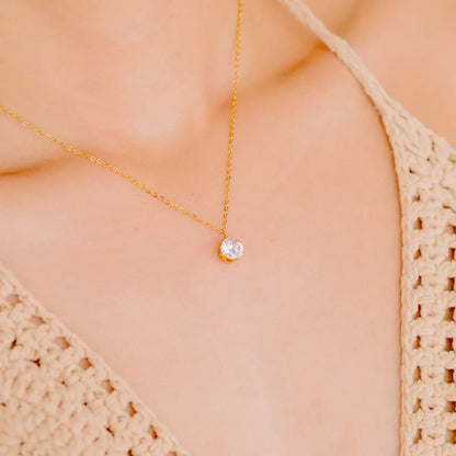 [Raffine]Kyla Solitaire Gold Necklace