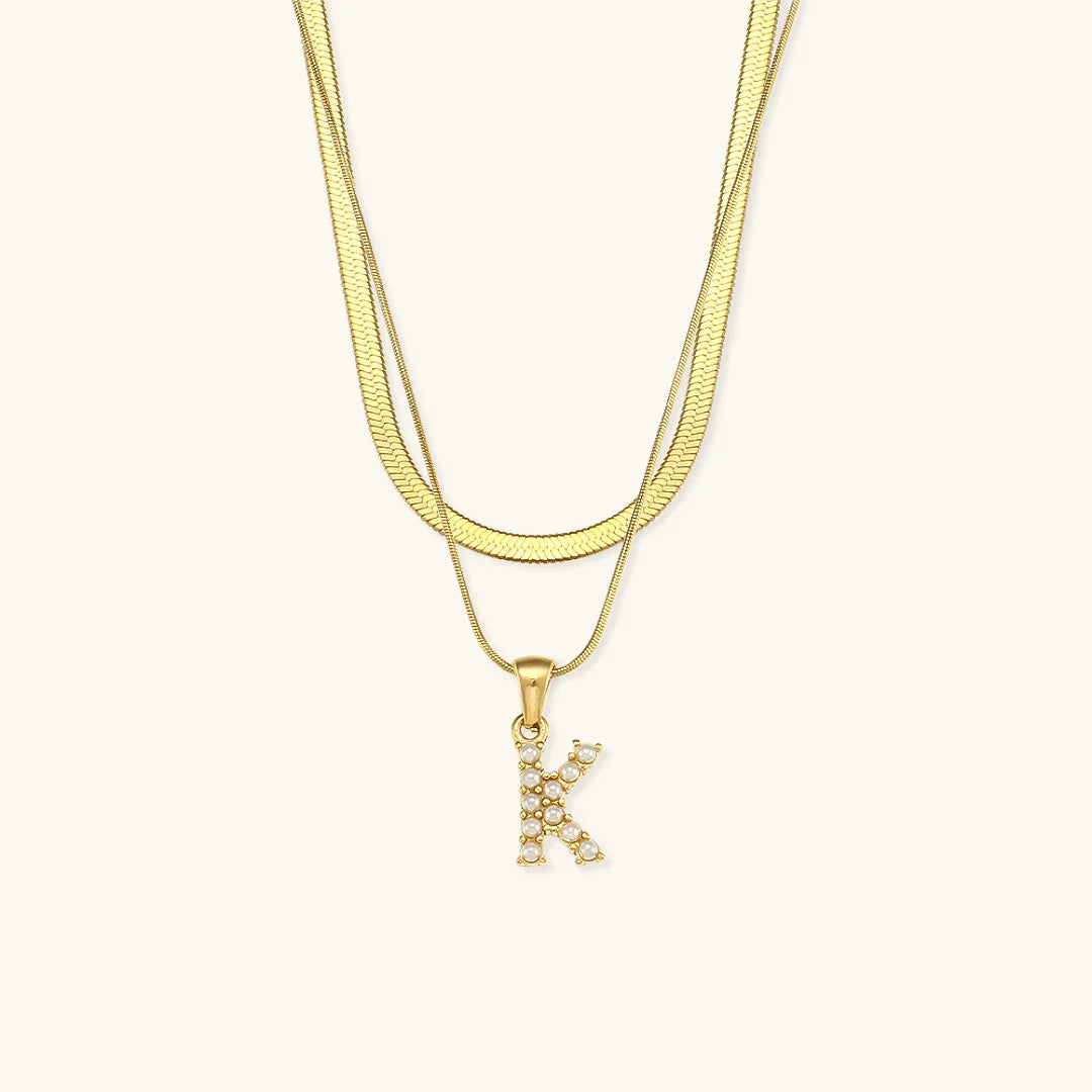 [Raffine]Fiona Layered Gold Initial Letter Necklace