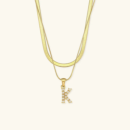[Raffine]Fiona Layered Gold Initial Letter Necklace