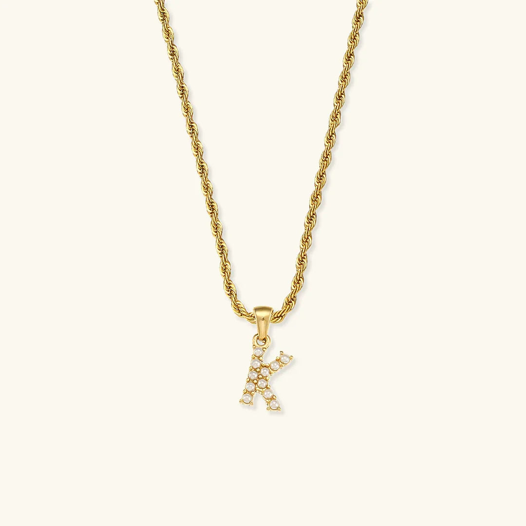 [Raffine]Elodie Initial Letter Pearl Necklace