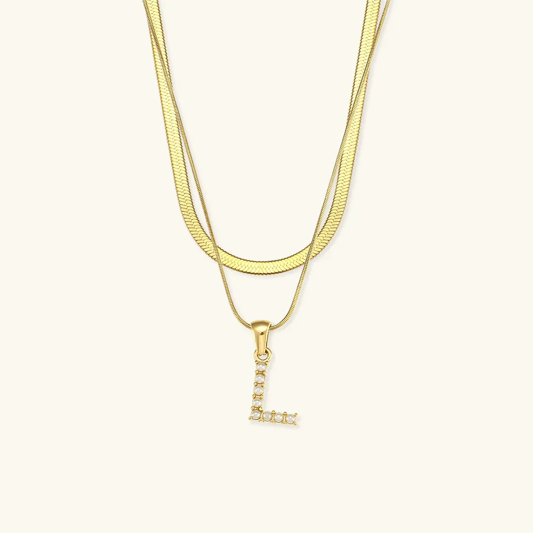 [Raffine]Fiona Layered Gold Initial Letter Necklace