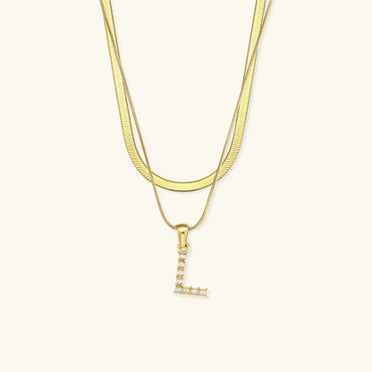 [Raffine]Fiona Layered Gold Initial Letter Necklace