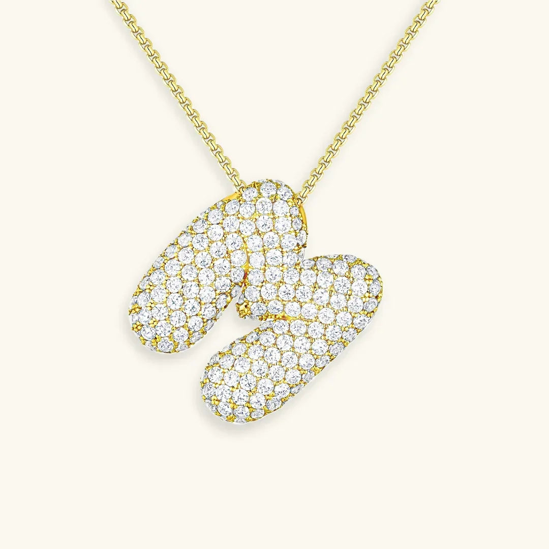 [Raffine]Bubble Initial Diamond Necklace