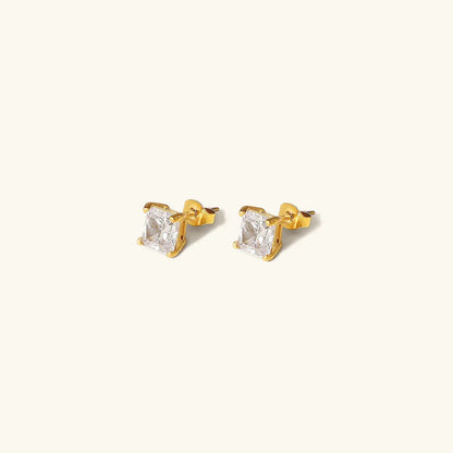 [Raffine]March Solitaire Gold Earrings