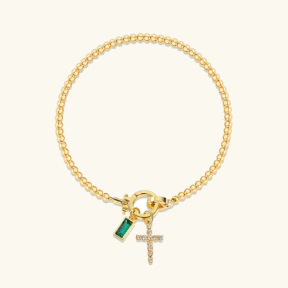 [Raffine]Amalia Birthstone Cross Bracelet