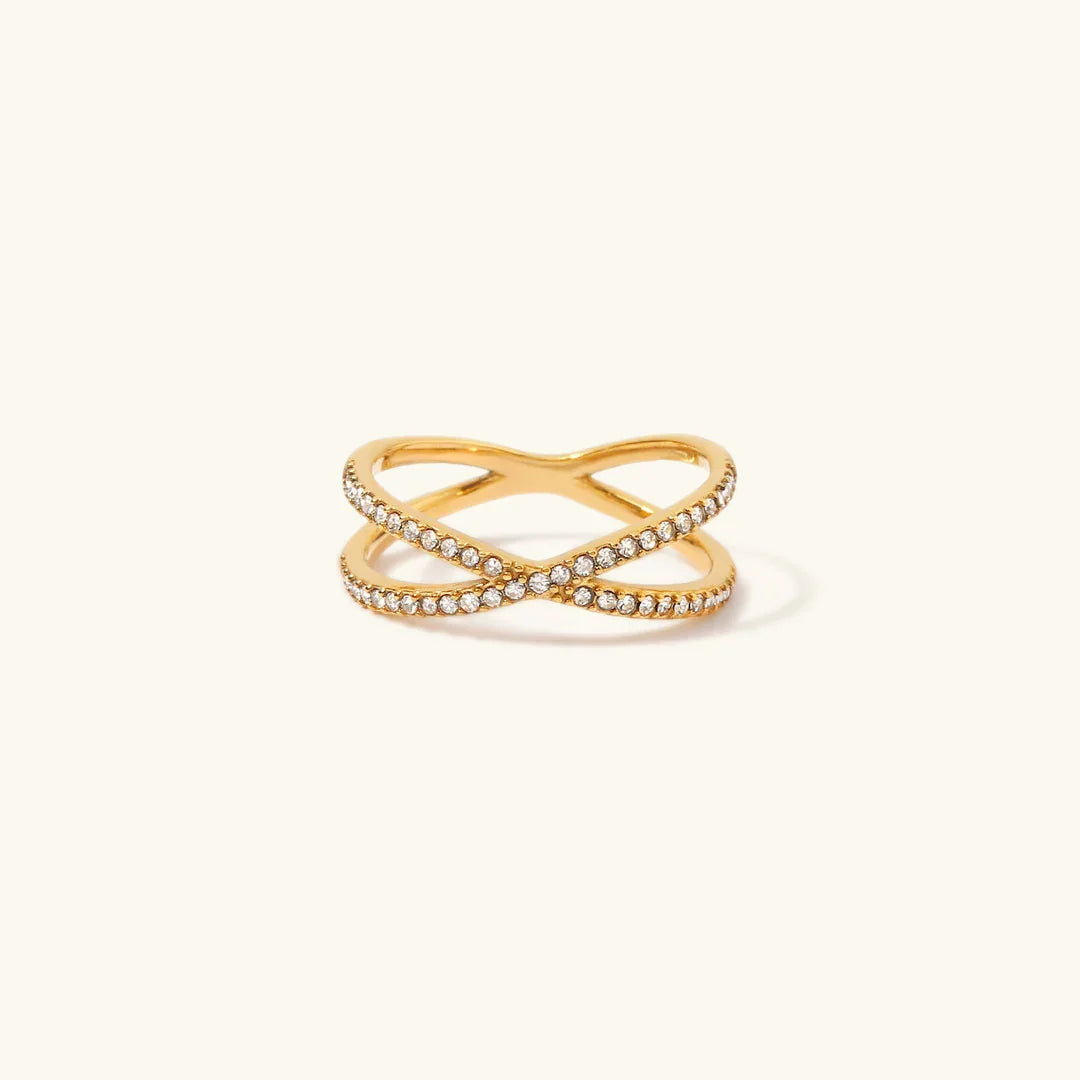 [Raffine]Nia Gold Diamond Cross Ring