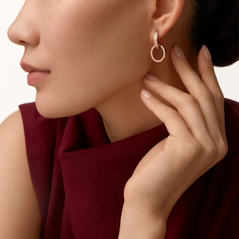 [Raffine]LOVE 3.3MM DANGLE HALF DIAMOND EARRINGS