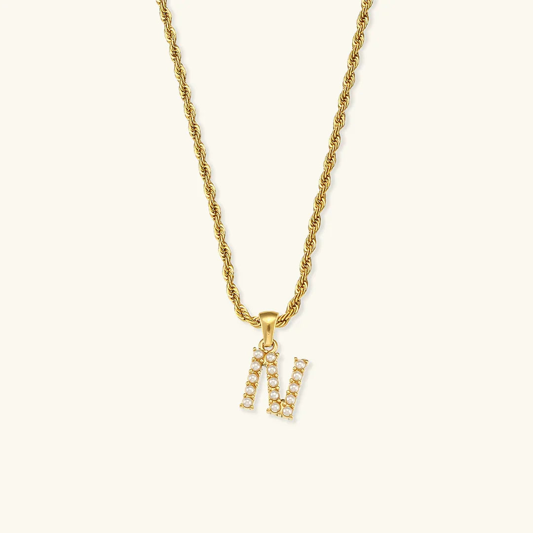 [Raffine]Elodie Initial Letter Pearl Necklace