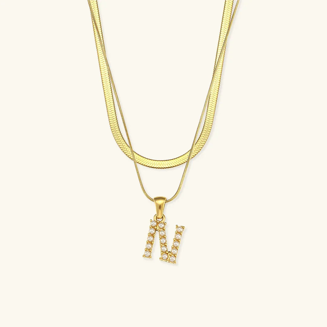 [Raffine]Fiona Layered Gold Initial Letter Necklace