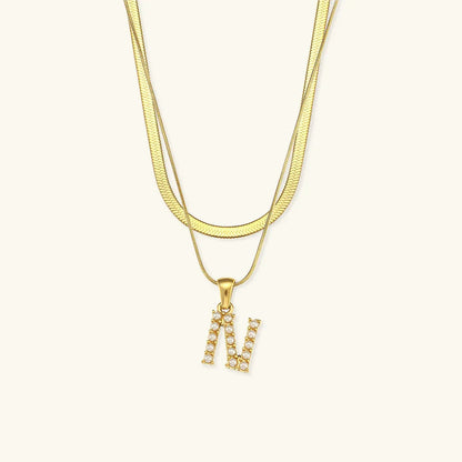 [Raffine]Fiona Layered Gold Initial Letter Necklace
