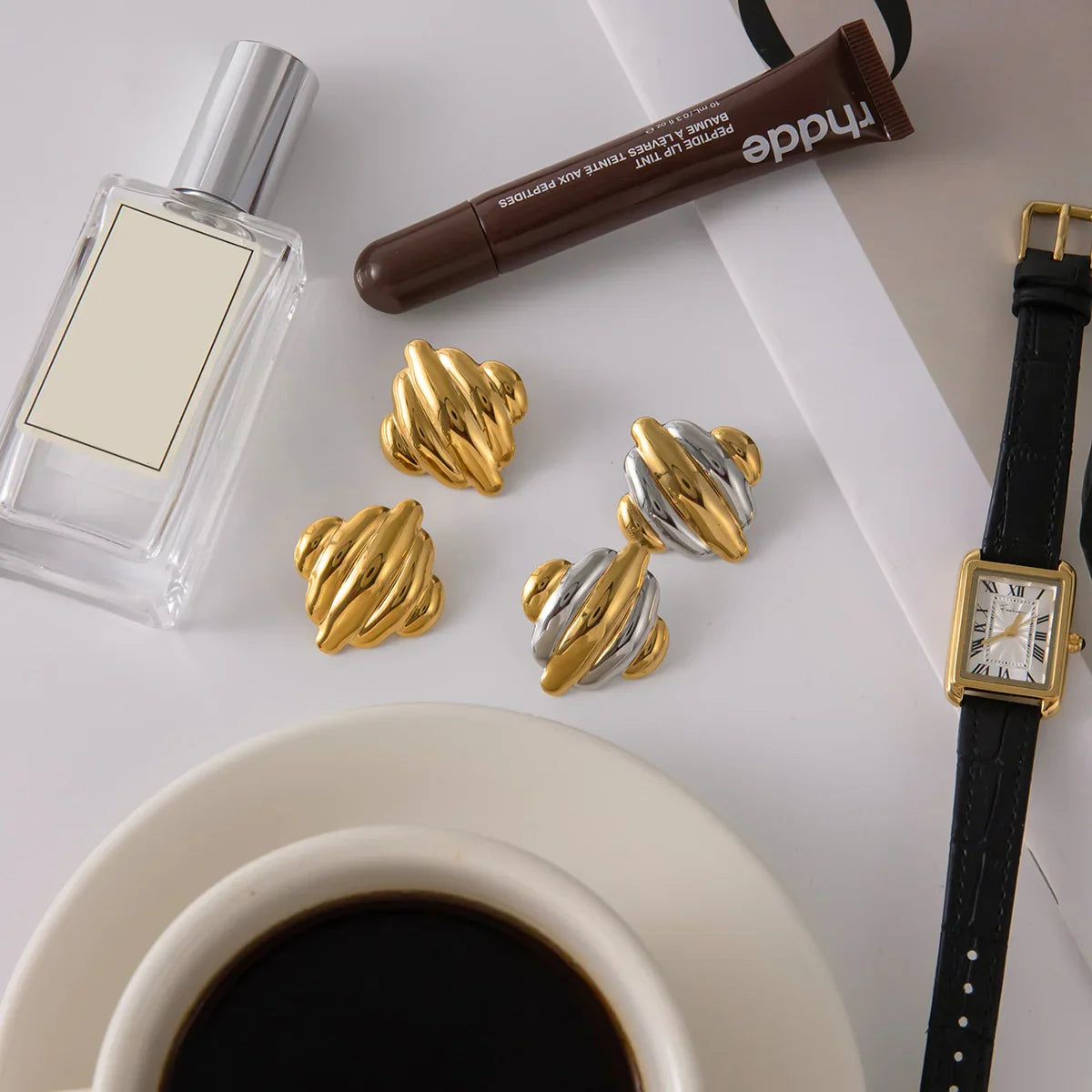 [Raffine]Maxine Rippled Gold Earrings