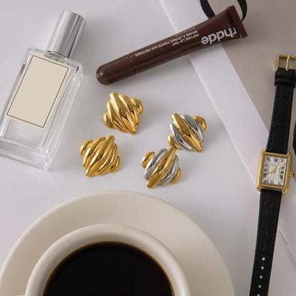[Raffine]Maxine Rippled Gold Earrings