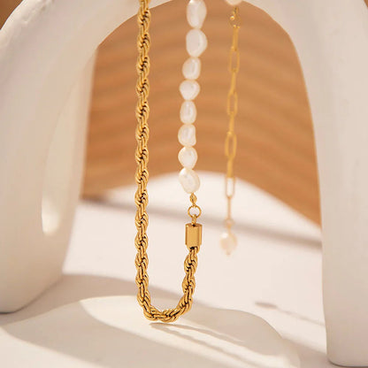 [Raffine]Dualia Gold Pearl Necklace