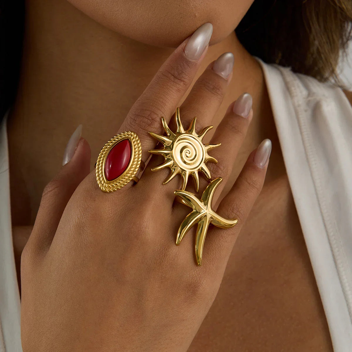 [Raffine]Oceanic Gold Starfish Ring