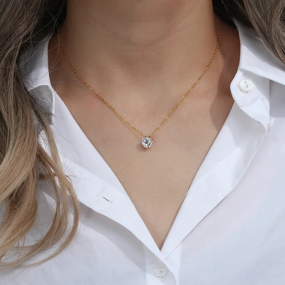 [Raffine]Kyla Solitaire Gold Necklace