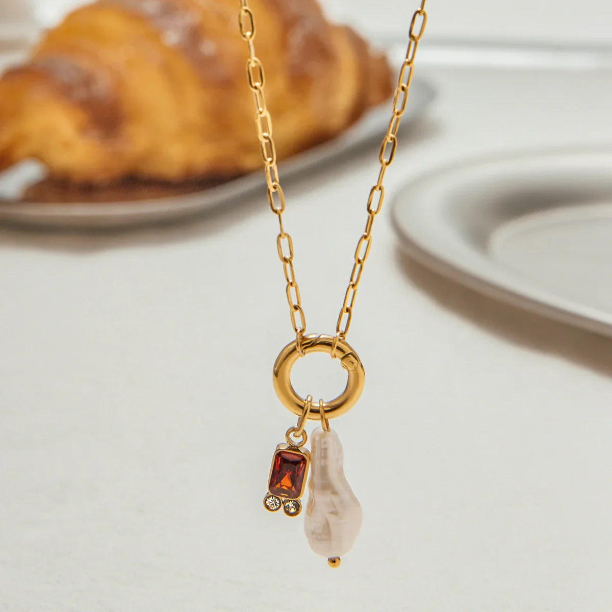 [Raffine]Caitlin Birthstone Pearl Necklace