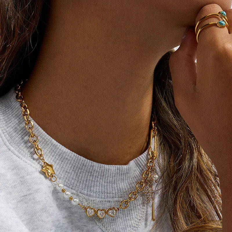 [Raffine]Zeraphine Diamond Pearl Gold Necklace