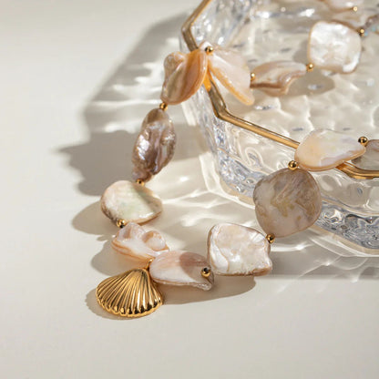 [Raffine]Aquamarine Seashell Necklace