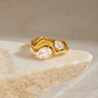 [Raffine]Soletta Diamond Teardrop Gold Ring