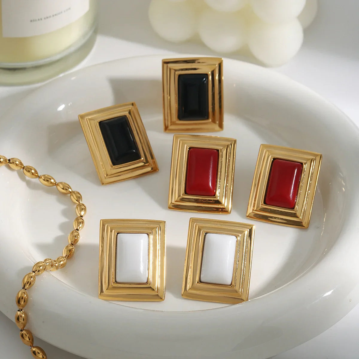 [Raffine]Sybil Gold Enamel Earrings