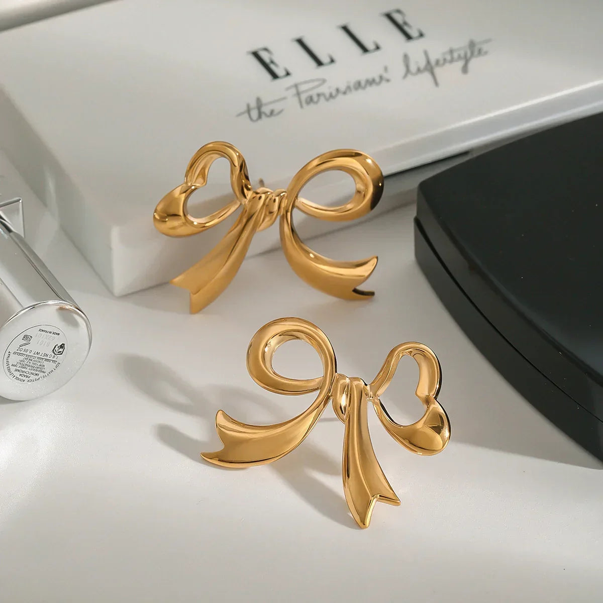[Raffine]Carissa Gold Bowtie Earrings