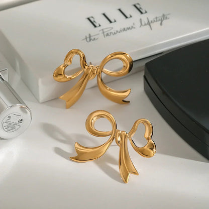 [Raffine]Carissa Gold Bowtie Earrings