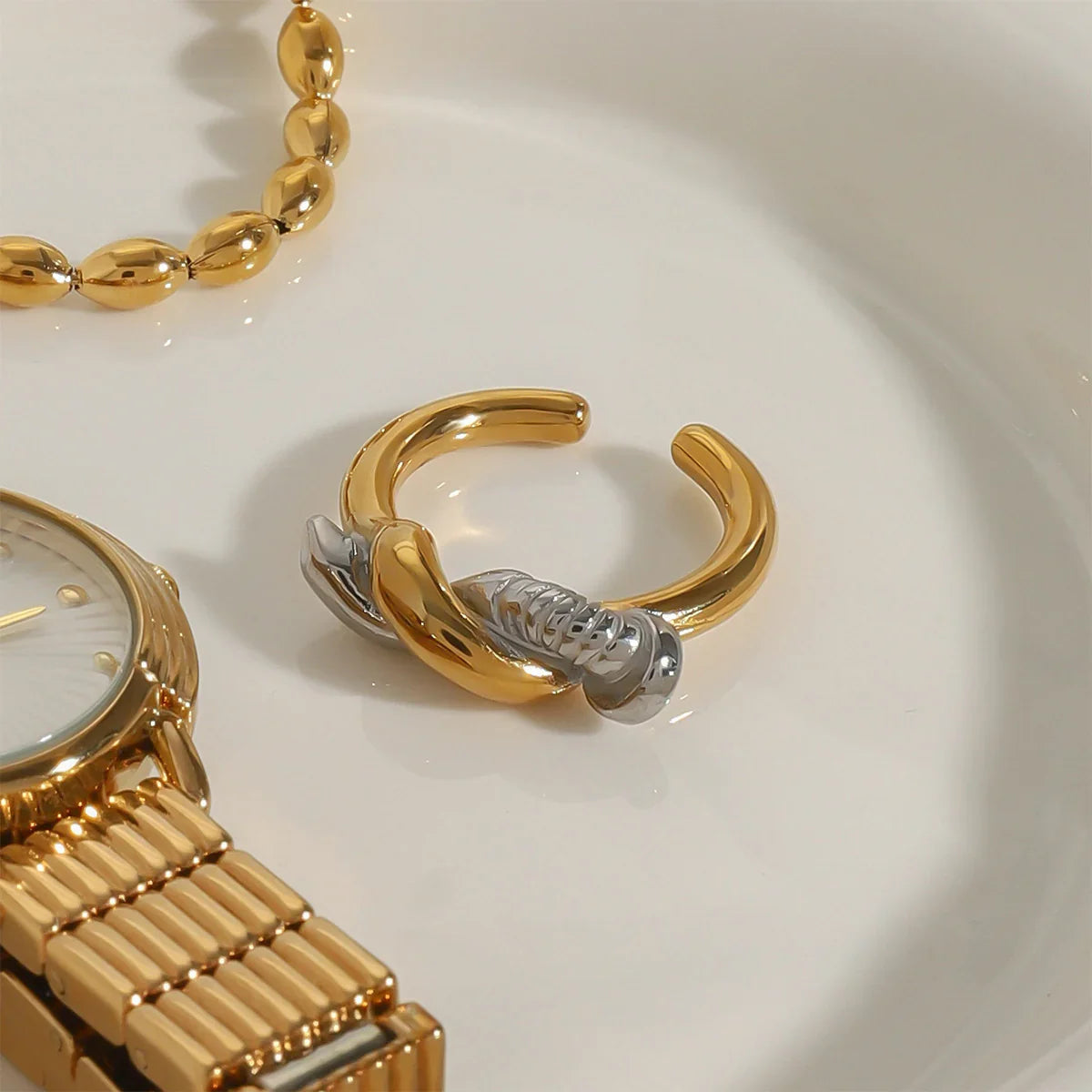 [Raffine]Trinity Twisted Nail Ring