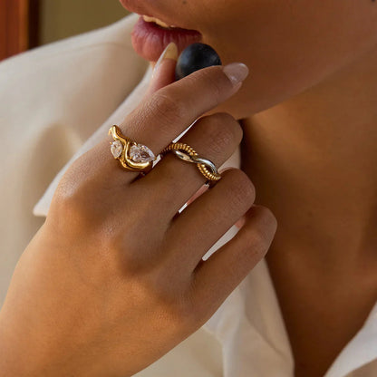 [Raffine]Soletta Diamond Teardrop Gold Ring
