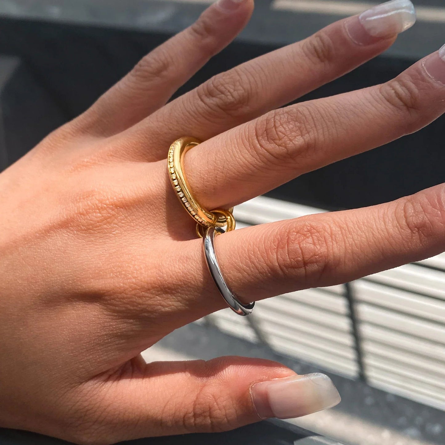 [Raffine]Claire Two Tone Ring Stack