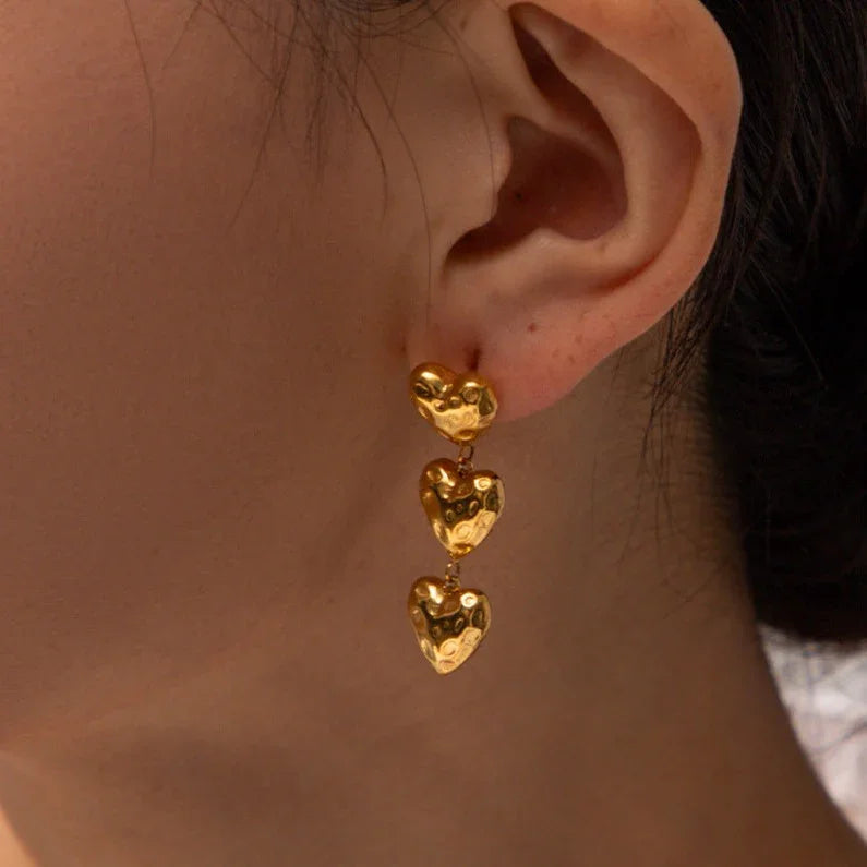 [Raffine]Heather Heart Gold Earrings