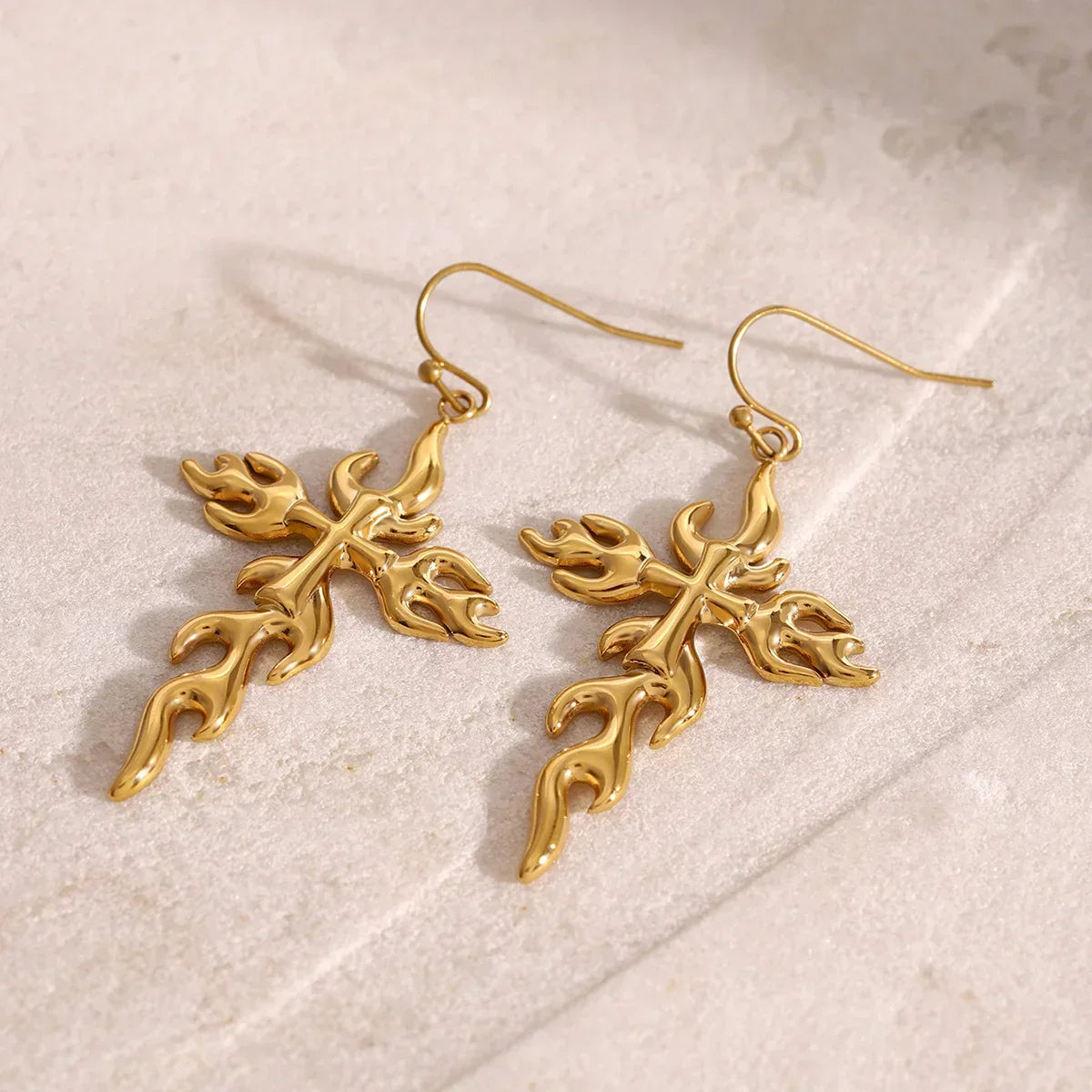 [Raffine]Adrielle Branched Cross Gold Earrings