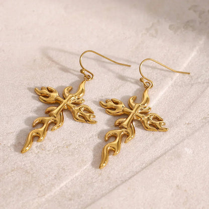 [Raffine]Adrielle Branched Cross Gold Earrings