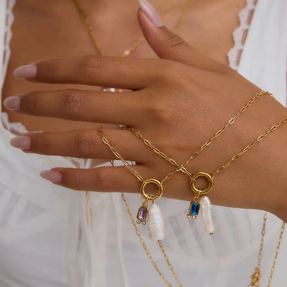 [Raffine]Caitlin Birthstone Pearl Necklace