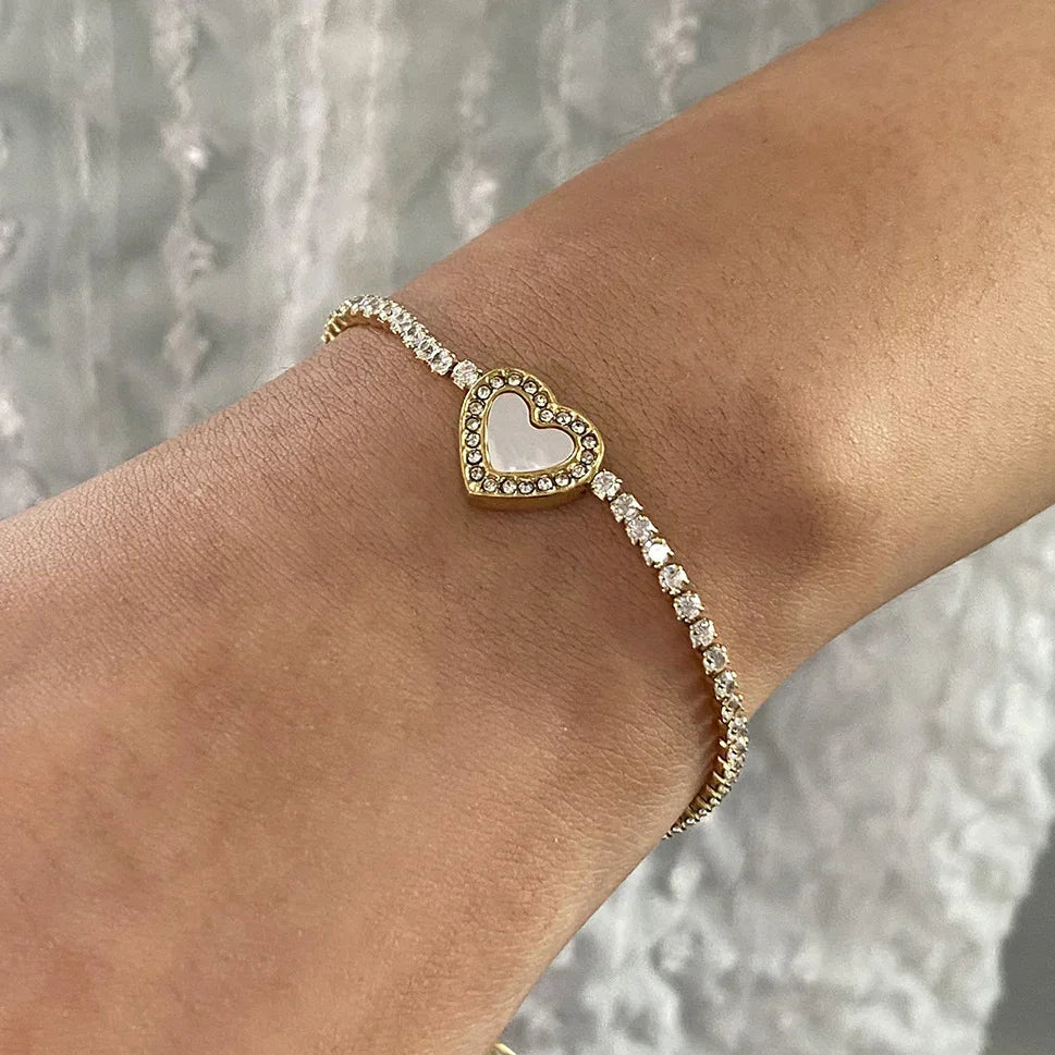 [Raffine]Cameron Diamond Heart Tennis Bracelet