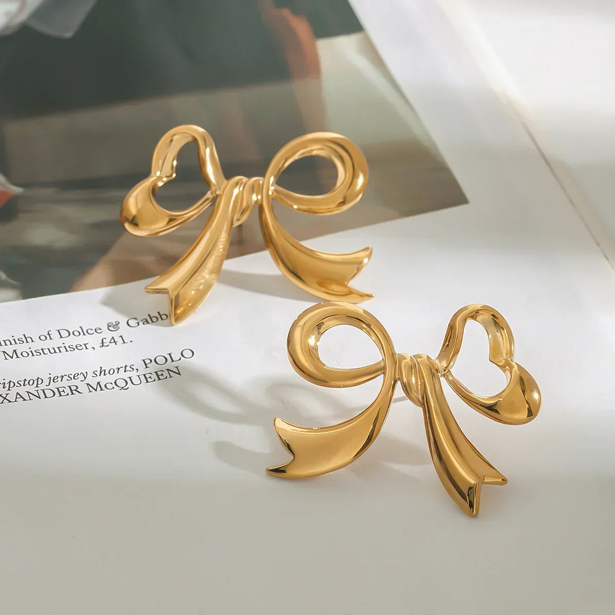 [Raffine]Carissa Gold Bowtie Earrings