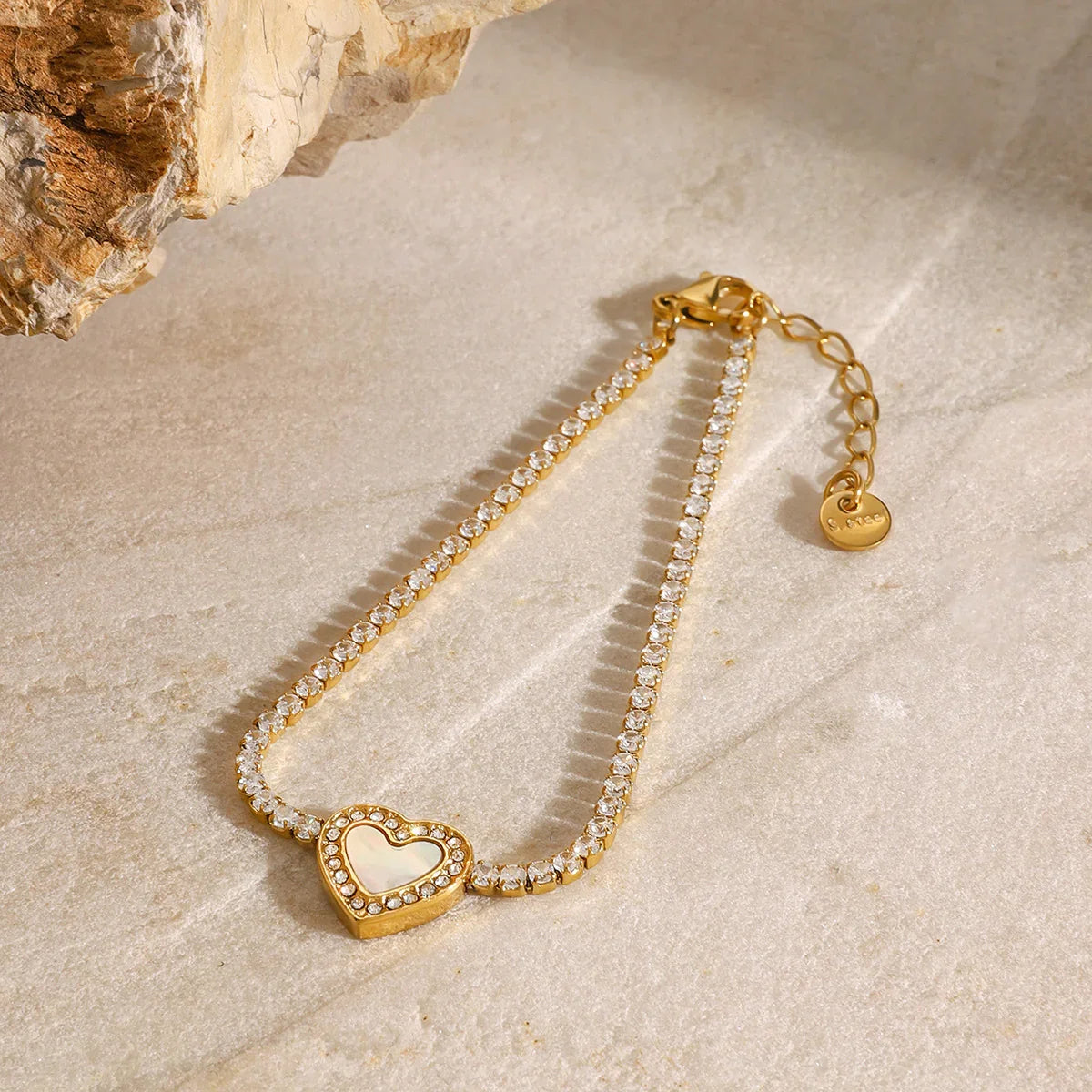 [Raffine]Cameron Diamond Heart Tennis Bracelet