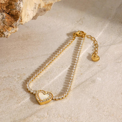 [Raffine]Cameron Diamond Heart Tennis Bracelet