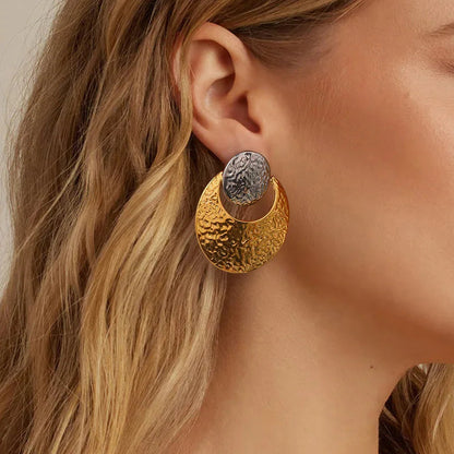 [Raffine]Shelly Two Tone Crescent Earrings