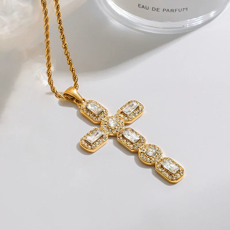 [Raffine]Evangelina Diamond Cross Necklace