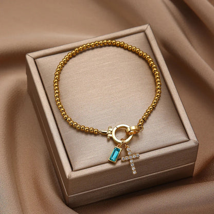[Raffine]Amalia Birthstone Cross Bracelet