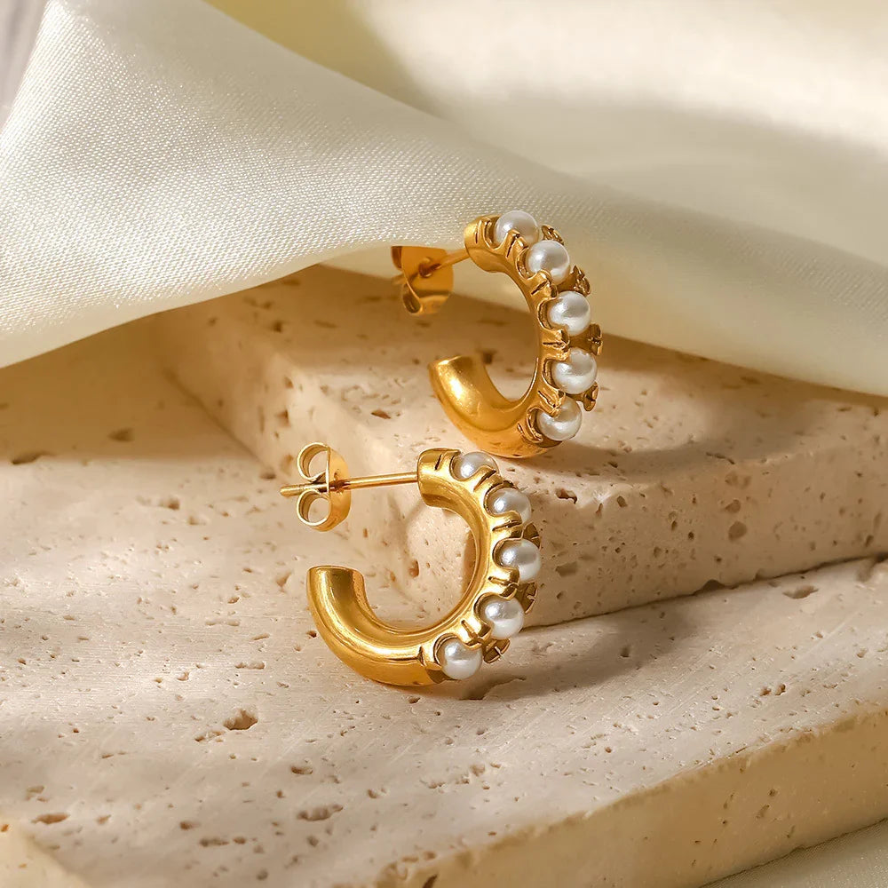 [Raffine]Irene Pearl Hoop Earrings