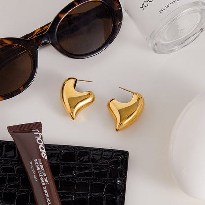 [Raffine]Aimee Chunky Heart Gold Earrings