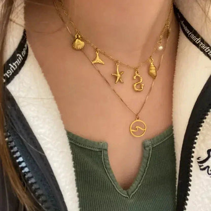 [Raffine]Avaria Ocean Initial Necklace