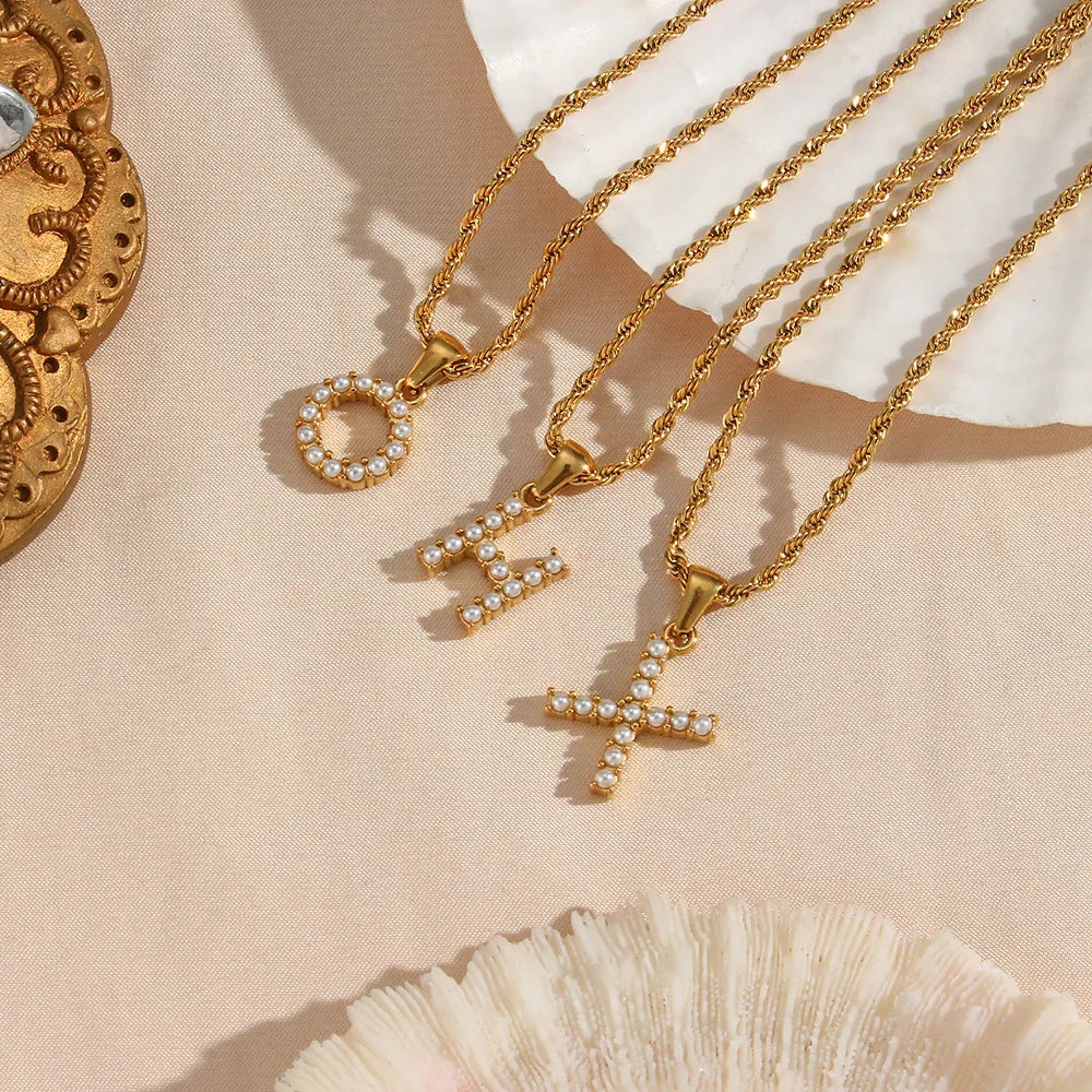 [Raffine]Elodie Initial Letter Pearl Necklace
