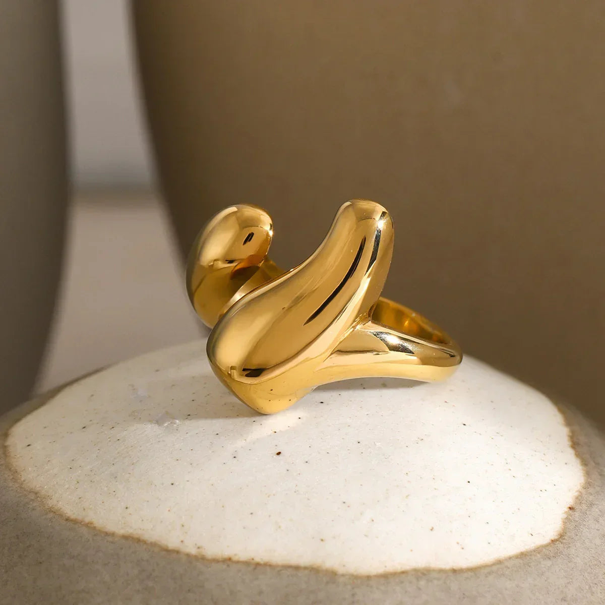 [Raffine]Abstract Gold Ring