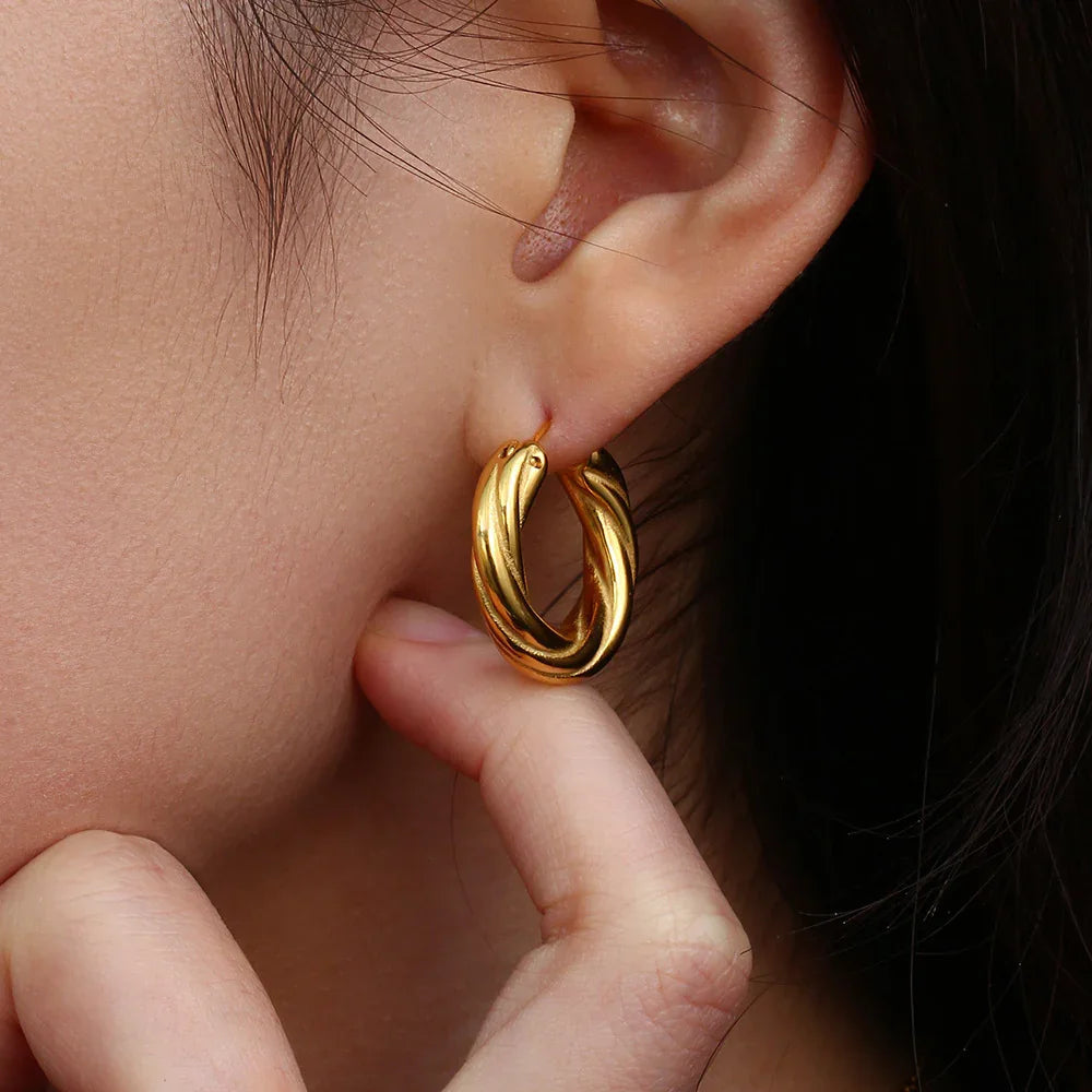 [Raffine]Denisse Twisted Hoop Earrings