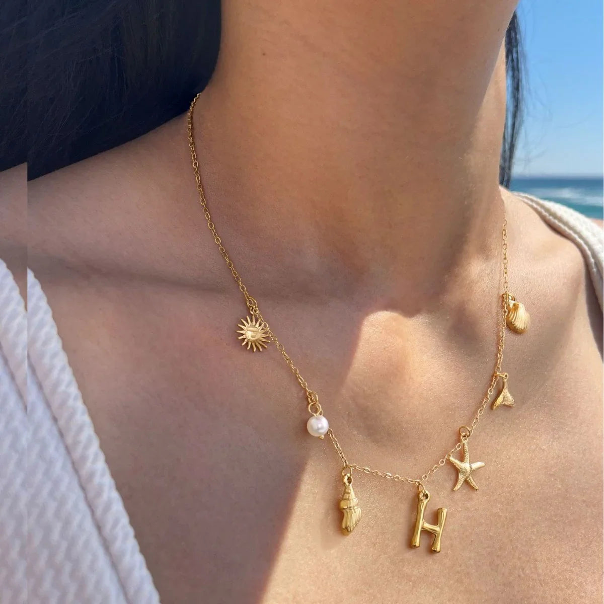 [Raffine]Avaria Ocean Initial Necklace