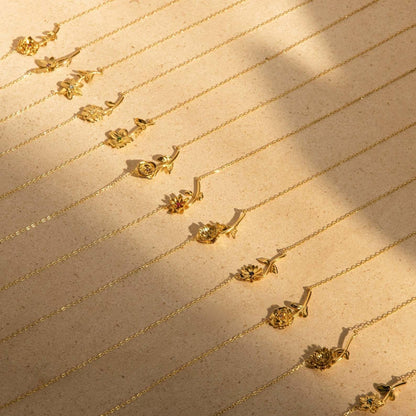 [Raffine]Maribelle Birth Flower Gold Necklace