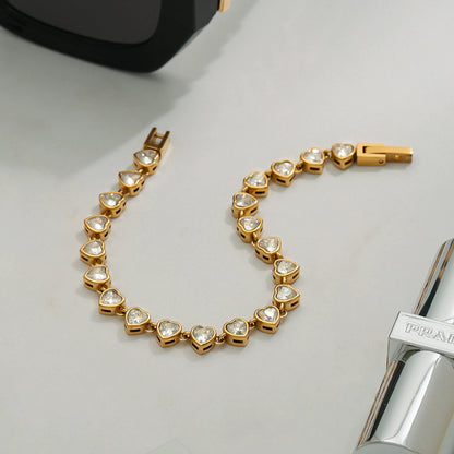 [Raffine]Romani Heart Shaped Tennis Bracelet